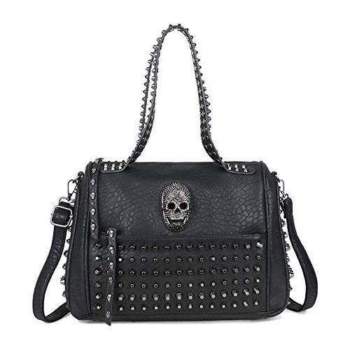 Chikencall Mujer Skull Tote Bag Rivet Studded Bolso Fpg66