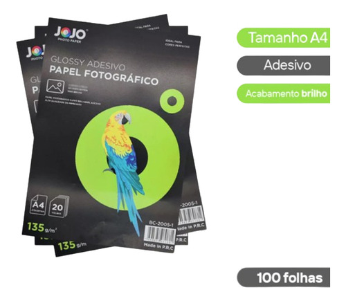 100 Fls Papel Fotográfico Adesivo 90g Glossy Prova D'água Cor Branco