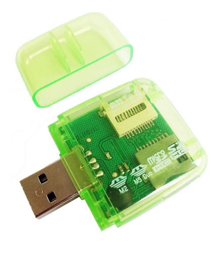 Imagem 2 de 6 de Leitor Usb Cartão De Memória Micro Sd / Sdhc / M2 / M5 Duo
