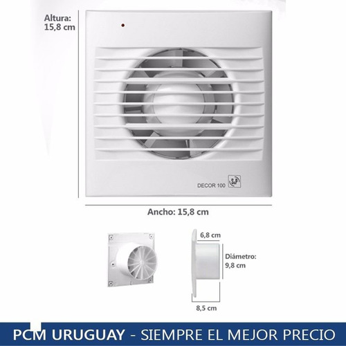 Imagen 3 de 6 de Extractor Baño S Y P Ducto Vidrio Pared Decor 100c Pcm