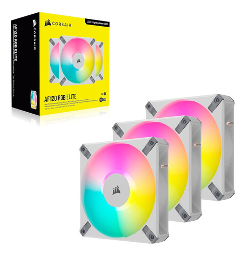 Kit Ventilador Triple Pwm Corsair Icue Af120 Rgb Elite White