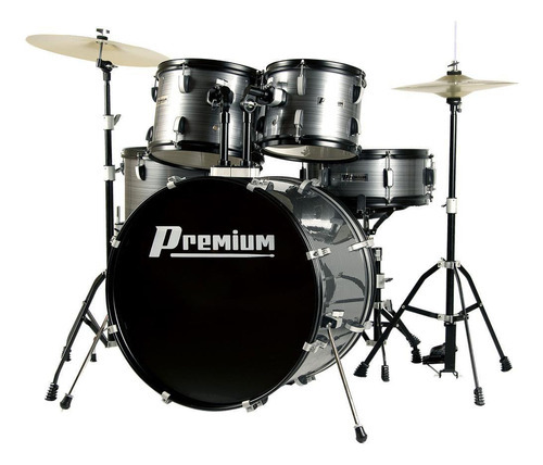 Bateria Premium Dx722 Cinza Chumbo Completa Prato E Banco