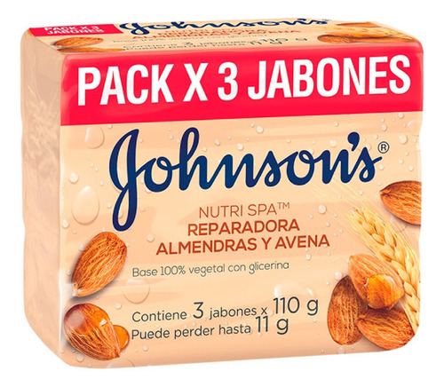 Jabones De Avena Johnsons Reparadora Almendras Avena 110g X3