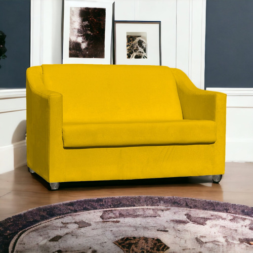 Namoradeira Decorativa Para Sala De Recepção Mila Cores Cor Amarelo Desenho Do Tecido Tecido Suede