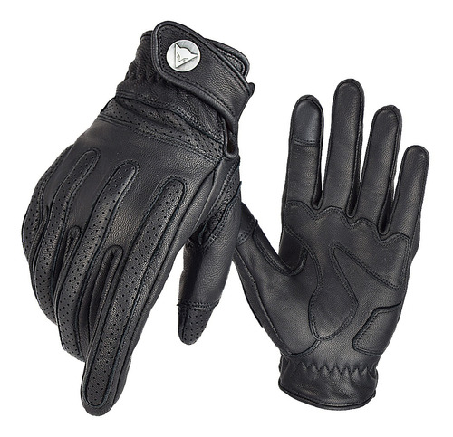 Guantes De Cuero De Moto Vintage Para Hombre, Transpirables