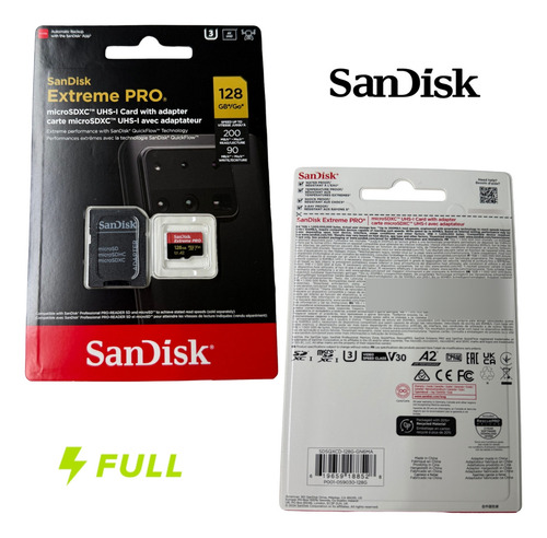 Cartão De Memória Sandisk Extreme Pro 128gb A2 V30 200mb/s