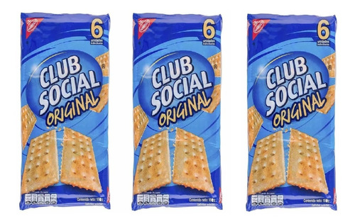 Pack X 3 Galletitas Club Social Original X 144grs