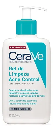 CeraVe Gel de Limpeza Facial Control de Acne com Ácido Salicílico e Niacinamida para Pele Oleosa 340g