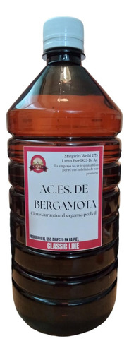 Aceite Esencial Bergamota 1 Litro - Apto Cosmética