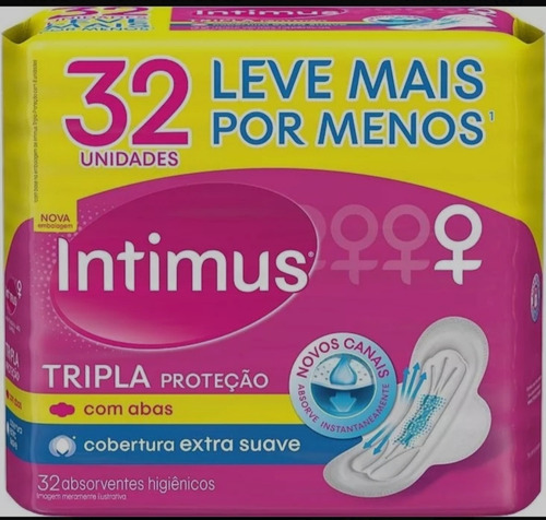 Absorvente Tripla Proteção Intimus Não Vaza Com Abas 32 Und