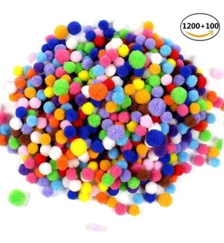 1200 1cm + 100 1,5 Cm Surtido Pom Poms Para Bricolaje Decora