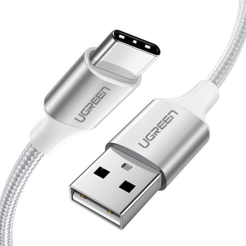 Cable Usb-a 2.0 A Usb-c Ugreen Niquelado Trenzado 1m Blanco