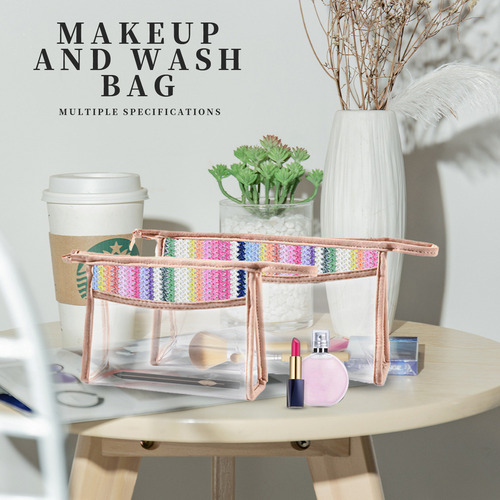 Zh Bolsa Tejida Transparente Pvc For Brochas Maquillaje