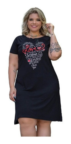 Vestido Feminino Verão Manga Raglan Love Plus Size Mazal