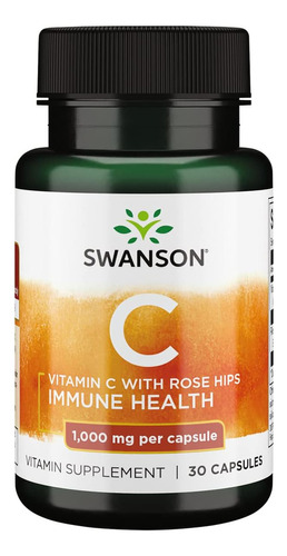 Suplemento de cápsula de vitamina C Swanson C em frasco de 100 ml de 30 onças