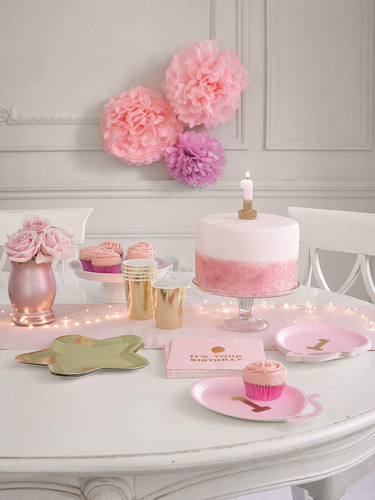 Vela Rosa Número 1 De Cake Topper Talking Tables Con Brillo