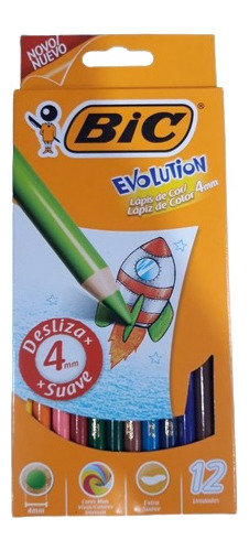 Lapices Colores Bic Evolution Mina Gruesa Suave 4mm X12