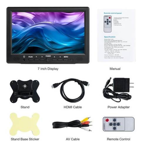 Hosyond Monitor Pequeño De 7 Pulgadas Pantalla Tft Lcd 1024x