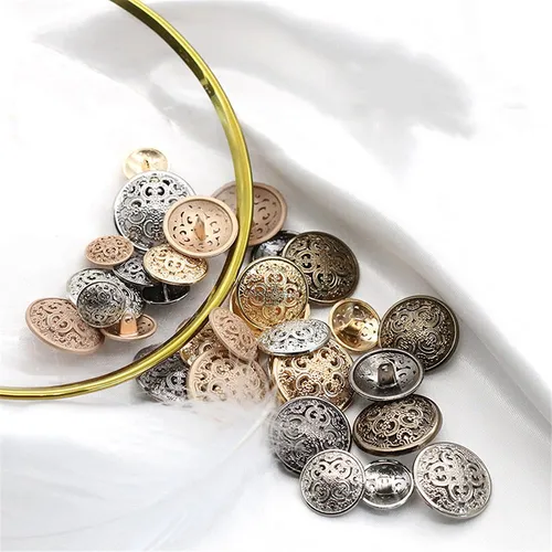 5 Botones De Metal Huecos, Color Negro, Plateado, Dorado, Bo