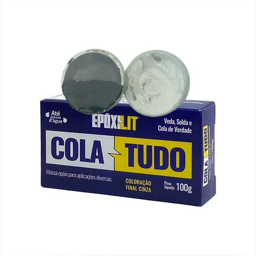 Massa Para Reparos Piscina A+b 100g Epóxilit Cola Tudo Cor Cinza