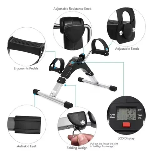 Pedalera Spinning Ejercitador Manos Pies Monitor Plegable