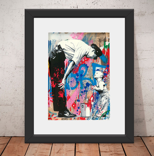 Quadro Street Art Style Banksy 56x46cm Vidro Paspatur U0410