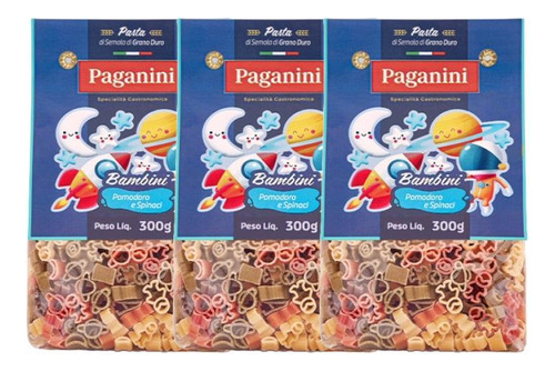 Kit 3x: Macarrão Bambini Espaço Tricolore Paganini 300g