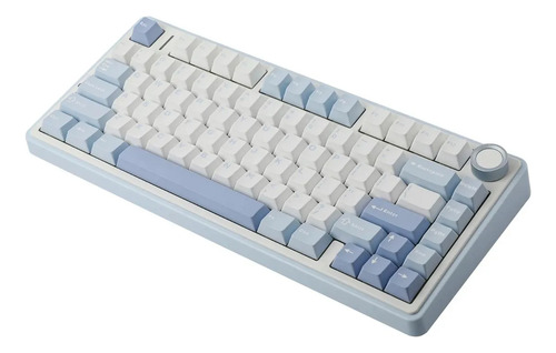 Teclado Aula F75 Sem Fio Mecânico Tri Mode 80 Teclas Azul-claro Português Brasil