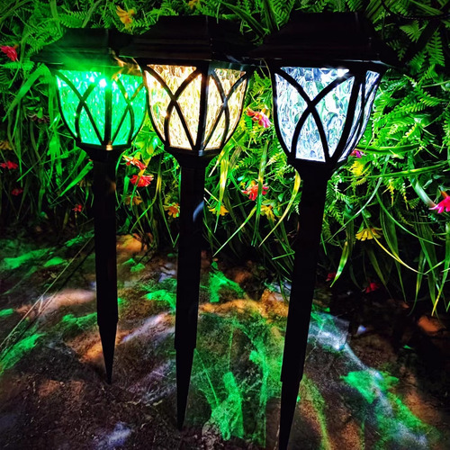 Lámpara Solar Para Césped Con Luz Led Multicolor De Color Bl