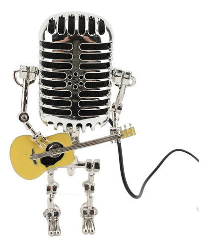 Micrófono Vintage Amarillo, Guitarra, Robot, Mesa De Alumini