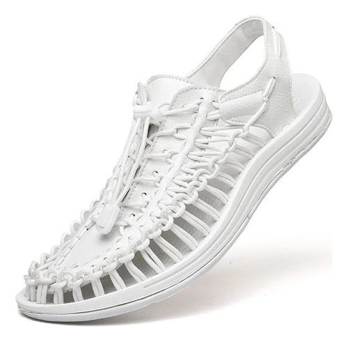 Sandalias De Playa Tejidas Para Hombre, Zapatos Casuales De