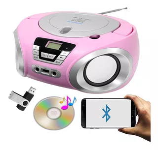 Micro System Radio Portátil Toca Cd Bluetooth/usb/fm Sem Fio