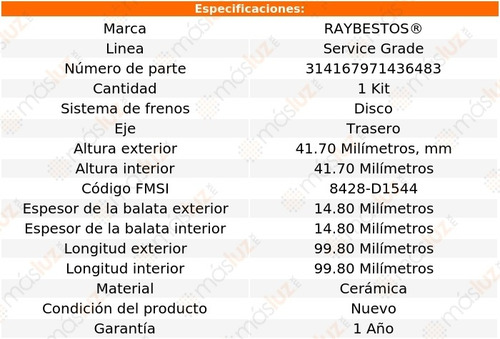 Balatas Ceramicas Tra Para Kia Rio 16/20 Raybestos Sg