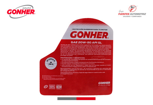 Kit Caja 4 Aceite Multigrado 20w50 Mineral Gonher Api Sl 5l
