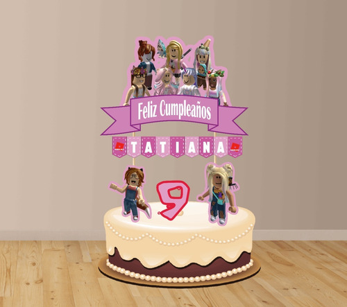 Imagen 2 de 7 de Cake Topper Roblox Adornó Para Tortas Personalizado
