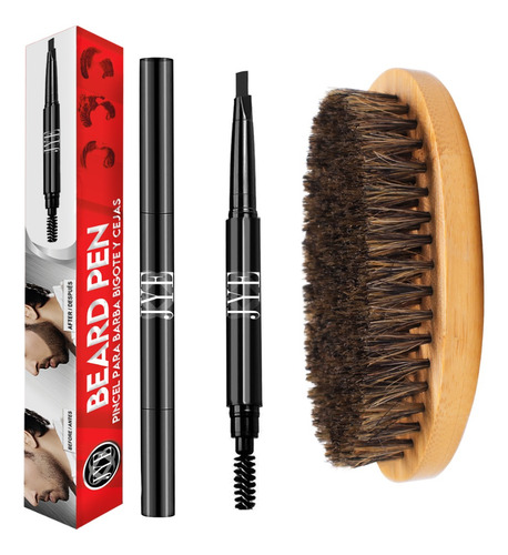Pincel Lapiz Para Barba Y Bigote Jye Con Cepillo Cafe Jye Color Negro