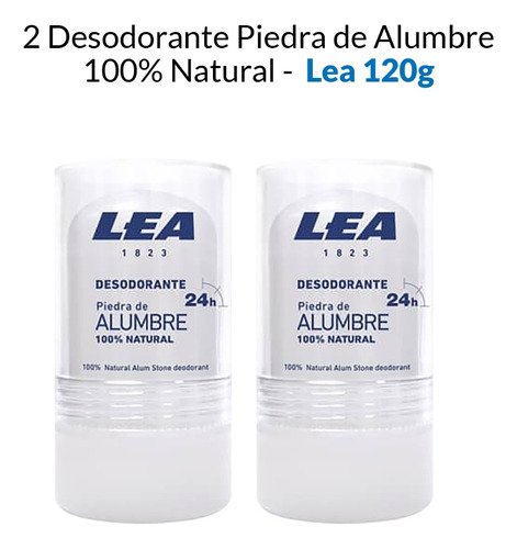 2 Desodoarnte Piedra De Alumbre 100% Natural - Lea 120g