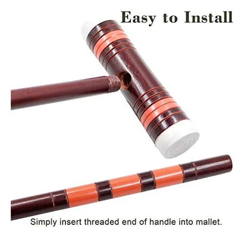 Juegoal Six Player Deluxe Croquet Set Con Mazos De Madera, B