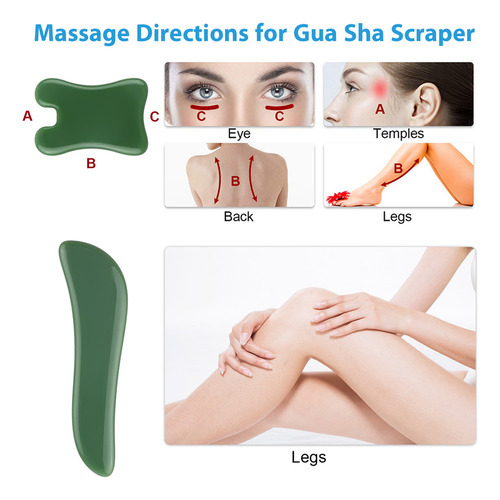 Juego De Herramientas De Masaje Jade Gua Sha De 7 Piezas Par