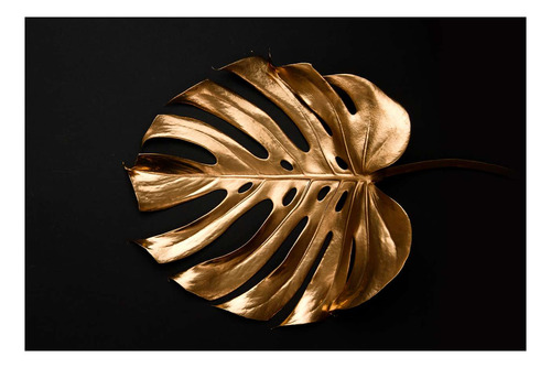 Vinilo 30x45cm Oro Hojas De Adan Monstera Plantas Deco M3