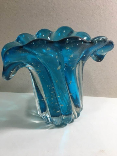 Murano Vaso Tipo Napoleao Gotas Ouro 15x15cm Italy