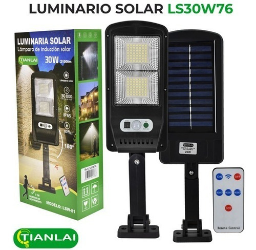 Lampara Led Solar Portatil 2100lm 30w Control Paquete 4 Pzas Color Negro