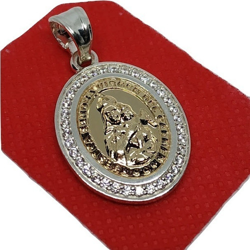 Dije Medalla Virgen Del Carmen En Plata 925 Y Oro Lami 00487