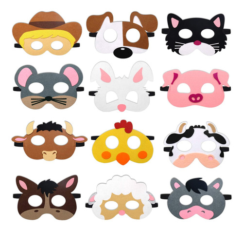 Máscaras De Fiesta De Animales De Granja, Máscaras De...