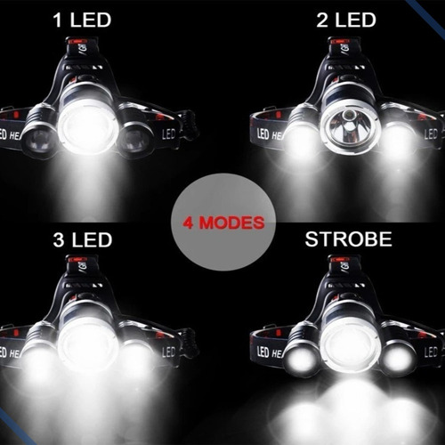 Lanterna Cabeça Triplo T6 3 Led Cree Profissional Econômica