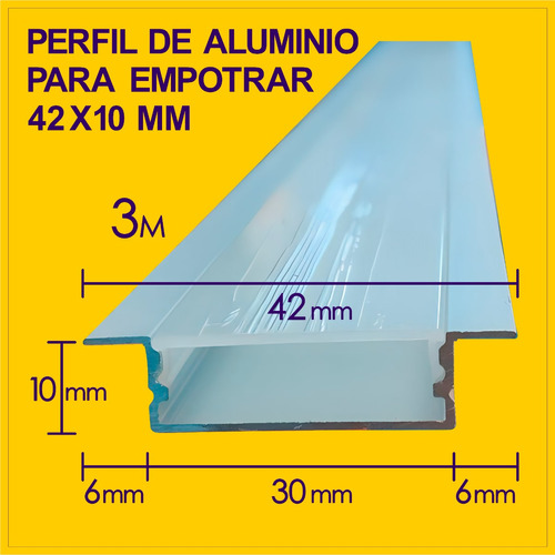 Perfil De Aluminio 4.2 Cm P/ 3 Cintas Led /  Fachadas Casas