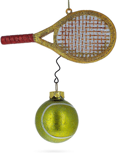 Raqueta De Tenis Y La Bola De Cristal Adorno De Navidad