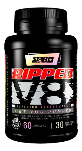 Quemador De Grasa Ripped V8 Star Nutrition X60 Cap Sin Tacc