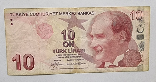 Billete De 10 On Turk Lirasis Año 1970