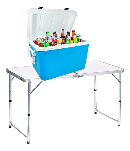Kit Mesa Plegable Blanca + Hielera 45 Lt